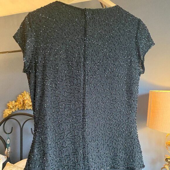 Black Sparkly Beaded Bodice Formal Gown - Picture 11 of 13